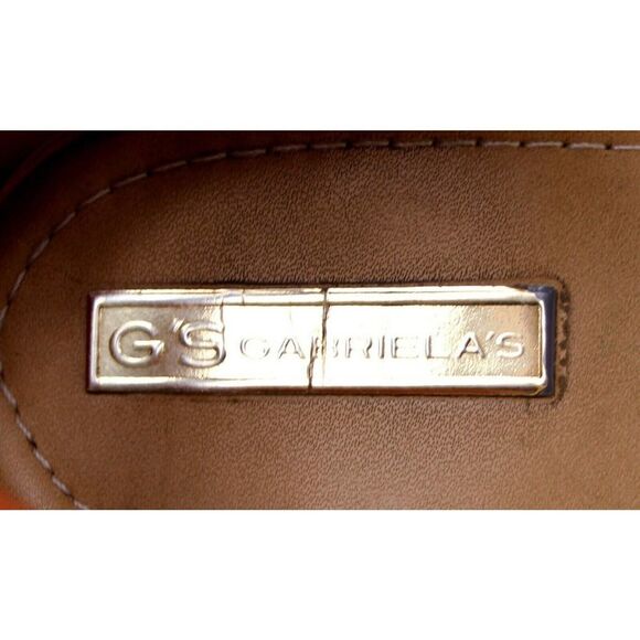 G'S GABRIELA'S ORANGE GOLD LEATHER ROUND TOE FLAT SLINGBACK SANDALS SHOES Sz 8.5 - Picture 7 of 8